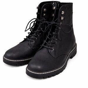 Black Lace-Up Combat Boots